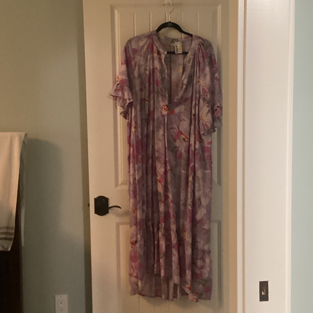 Terra & Sky Pink and Green Floral Dress